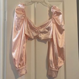 Baby Pink Satin Puff Sleeve Top